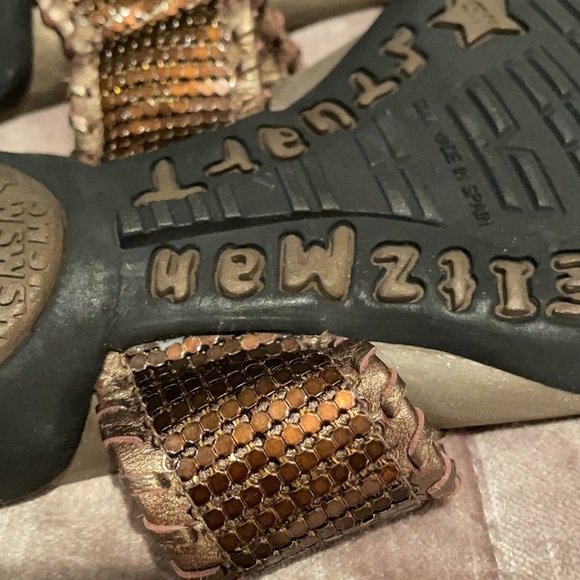 STUART WEITZMAN Bronze Mesh Gladiator Slide Thong Sandals - Picture 7 of 12